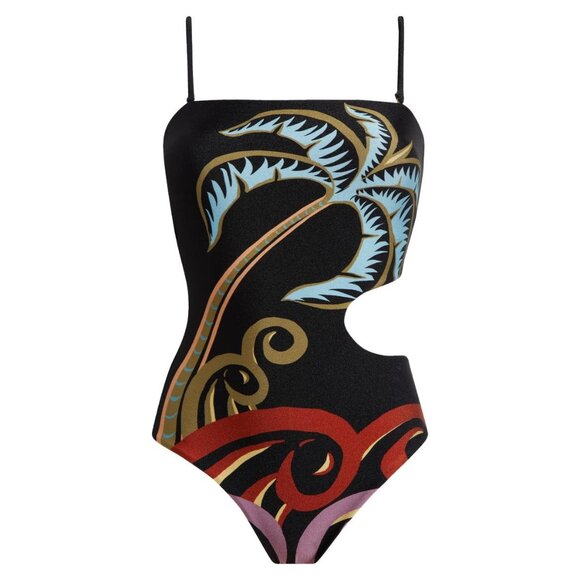 🆕 FARM RIO Pineapple Wave CutOut One Piece Swimsuit Large 12-14 - Picture 8 of 11